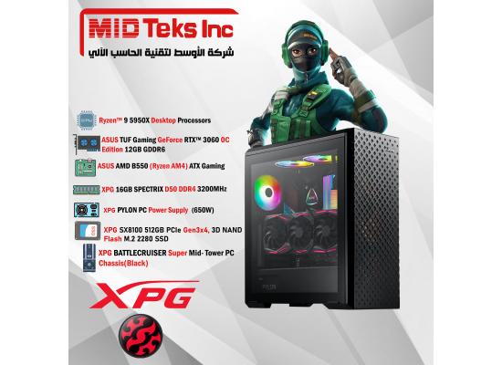Gaming Desktop (MID-38),AMD Ryzen™ 7,DDR4 /16GB ,SSD 512GB ,RTX 3060 ,TUF MB B550,XPG PYLON 650W,XPG DEFENDER PRO
